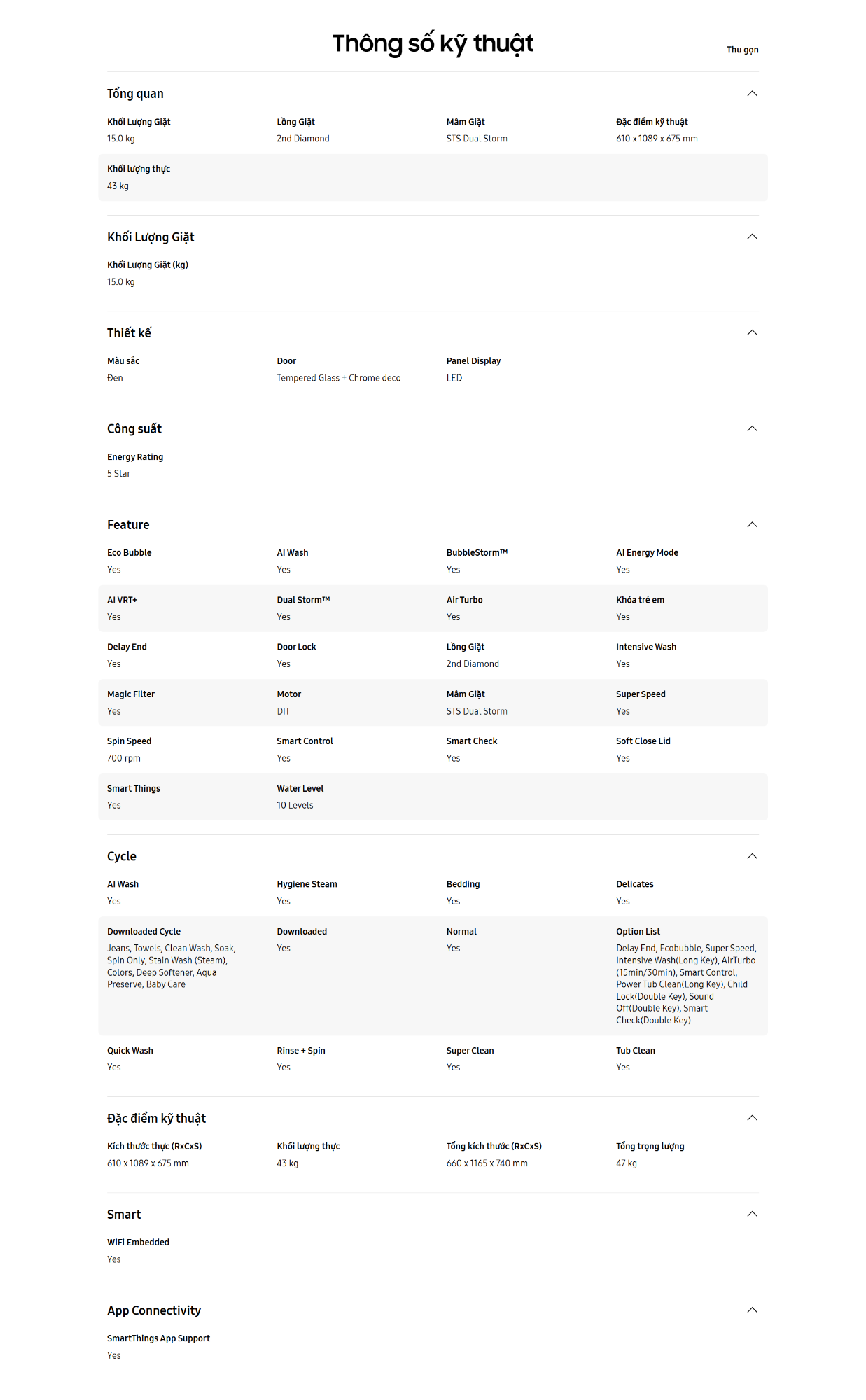 screencapture samsung vn washers and dryers washing machines wa80f 24 top load washer ai wash ecobubble ai energy mode 15kg black wa80f15b6bsv 2026 04 03 11 58 44